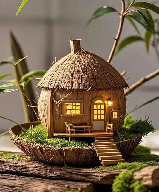 "Cozy Coconut Cottage: A Whimsical Miniature Home