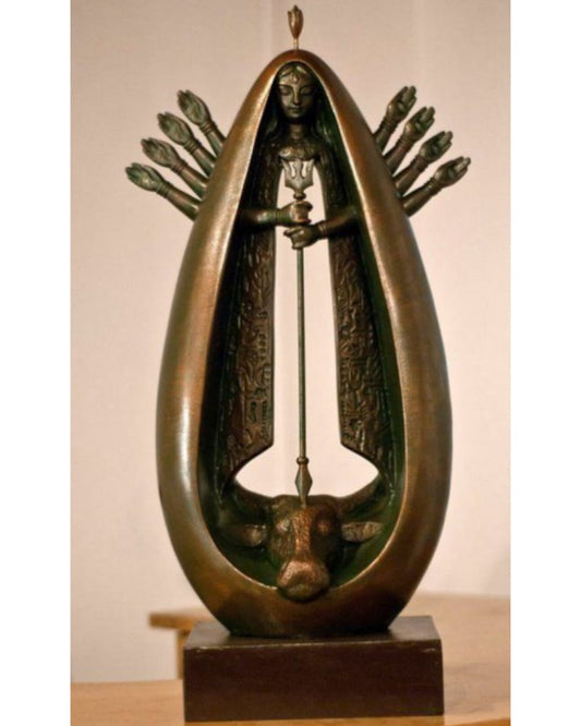 Exquisite Bronze Sculpture of Goddess Mahishasura Mardini